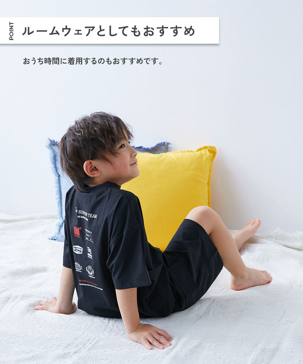 Japanese dev!rock children's clothing, stain-resistant and UV-resistant casual two-piece suit (100-160cm), boys' summer TOPS PANTS
