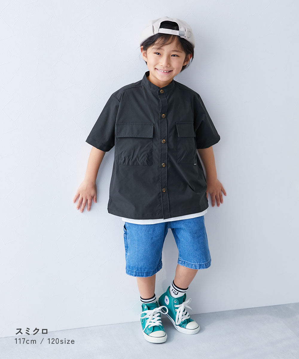 Japanese dev!rock wrinkle-resistant work shirts (100-160cm) for boys and girls (Summer TOPS OUTERWEAR)