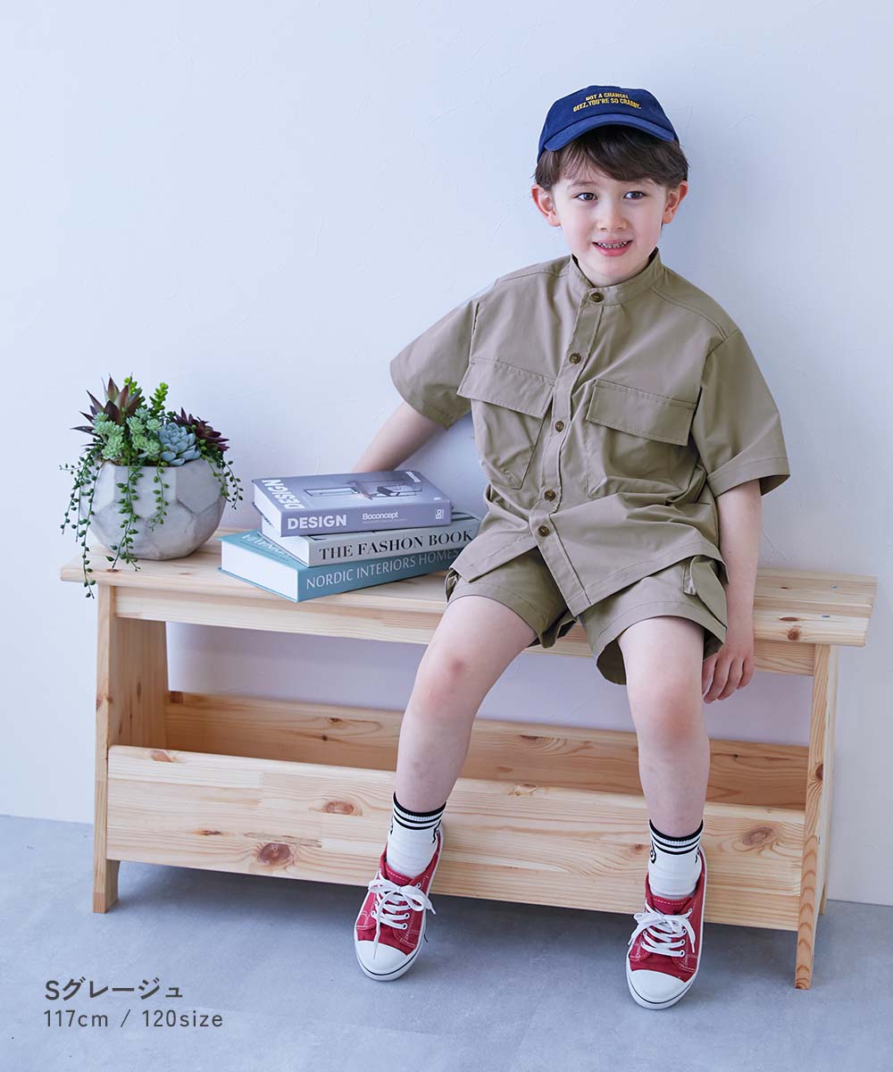 Japanese dev!rock wrinkle-resistant work shirts (100-160cm) for boys and girls (Summer TOPS OUTERWEAR)