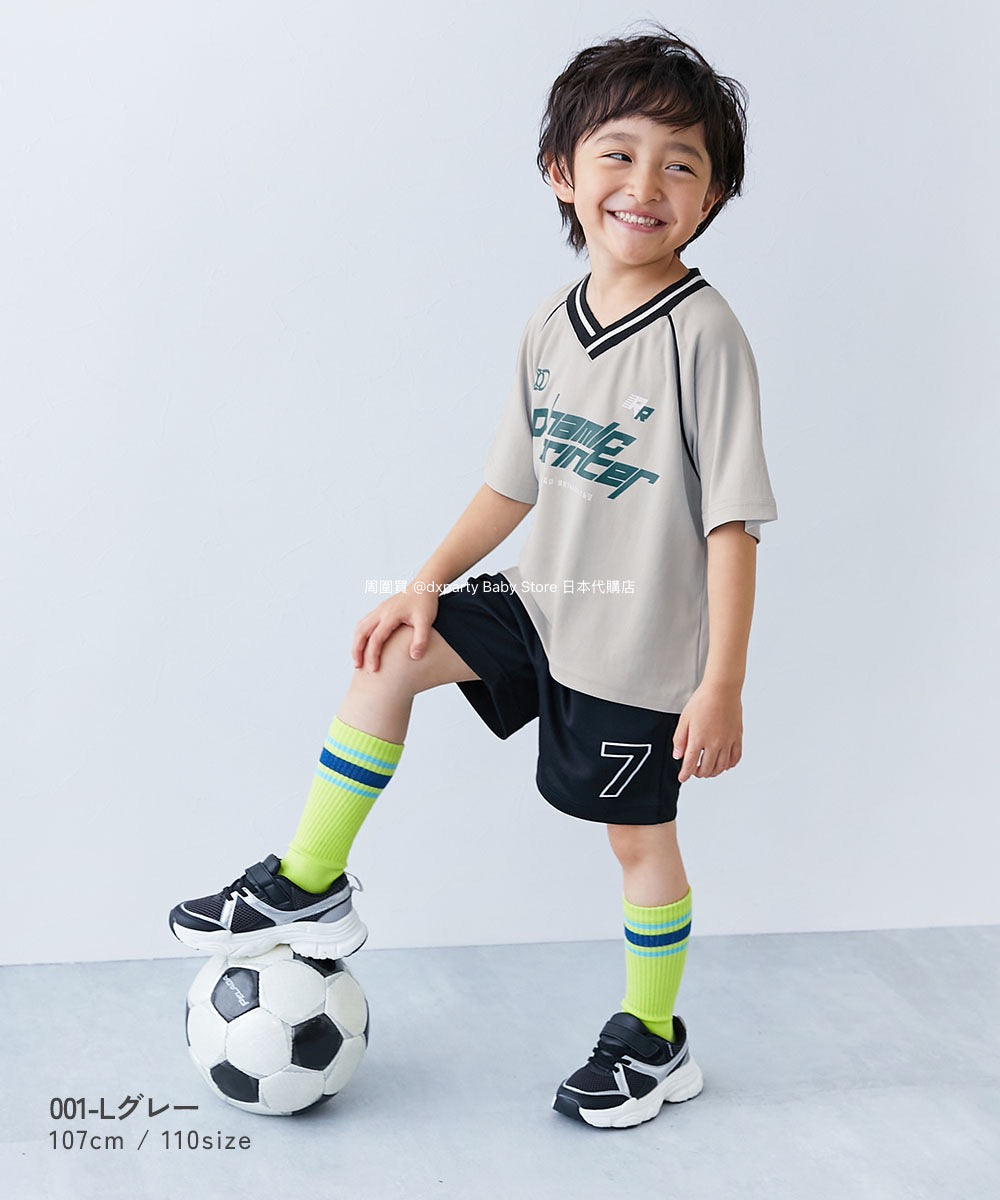 Japanese children's clothing dev!rock Cooling Quick-Drying Series Smooth Stretch Mesh Breathable Sports V-Neck T-shirt 100-160cm Contact Cooling Boys/Girls Summer TOPS Sports Series