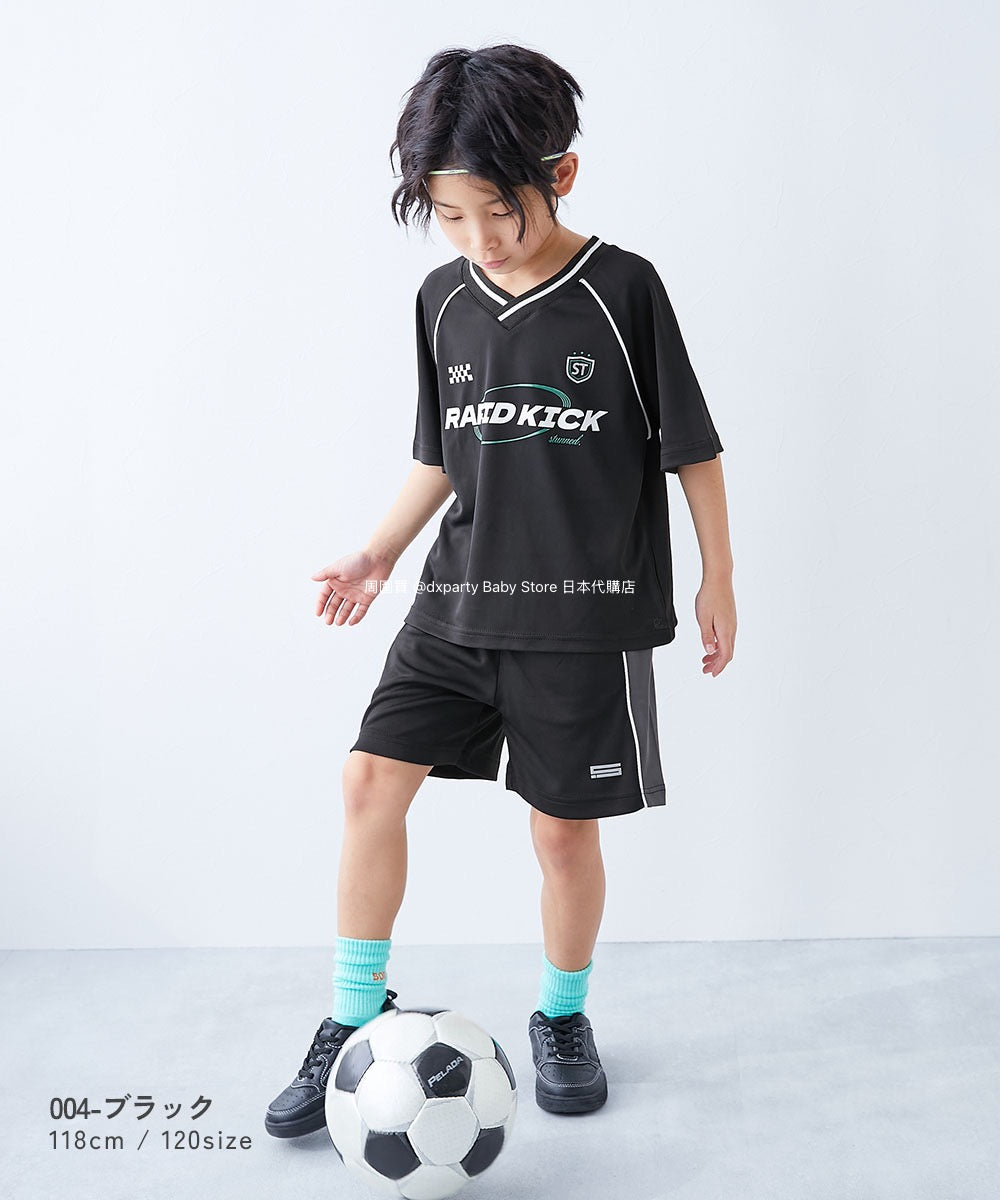 Japanese children's clothing dev!rock Cooling Quick-Drying Series Smooth Stretch Mesh Breathable Sports V-Neck T-shirt 100-160cm Contact Cooling Boys/Girls Summer TOPS Sports Series