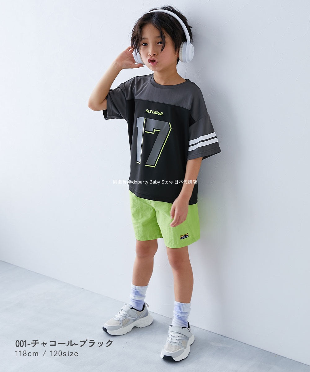 Japanese children's clothing dev!rock Cooling Quick-Drying Series Smooth Stretch Mesh Breathable Sports Colorblock T-shirt 100-160cm Contact Cooling Boys/Girls Summer TOPS Sports Series