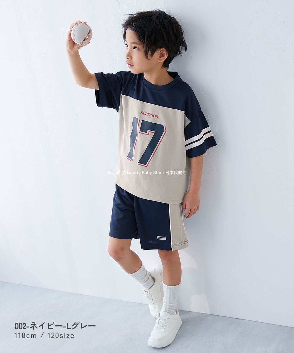 Japanese children's clothing dev!rock Cooling Quick-Drying Series Smooth Stretch Mesh Breathable Sports Colorblock T-shirt 100-160cm Contact Cooling Boys/Girls Summer TOPS Sports Series