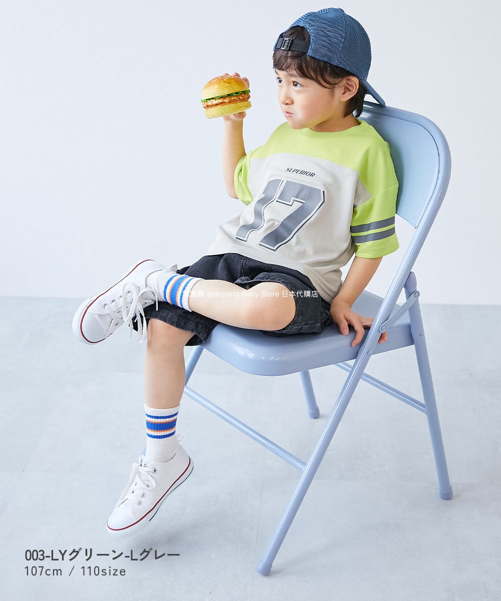 Japanese children's clothing dev!rock Cooling Quick-Drying Series Smooth Stretch Mesh Breathable Sports Colorblock T-shirt 100-160cm Contact Cooling Boys/Girls Summer TOPS Sports Series