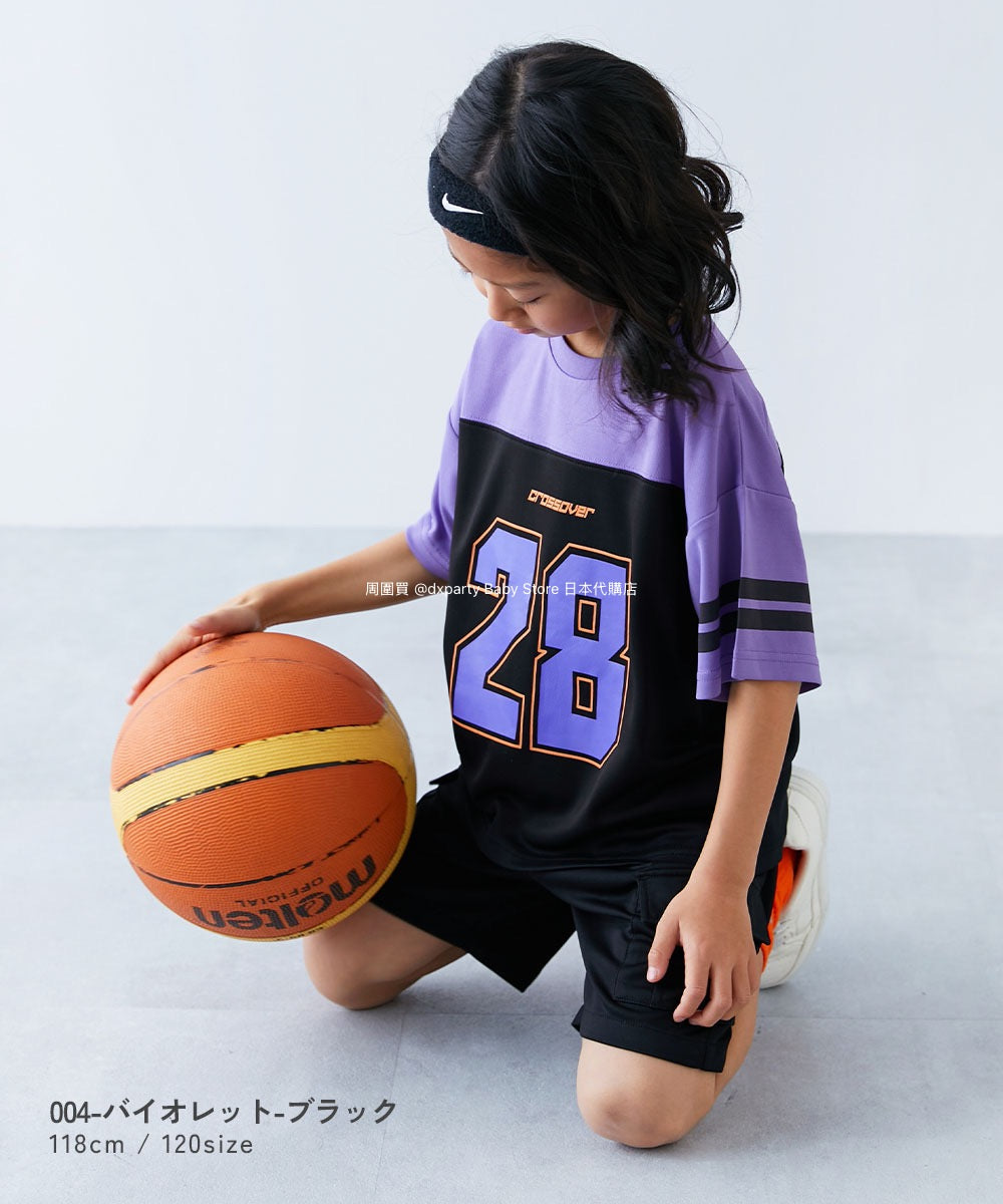Japanese children's clothing dev!rock Cooling Quick-Drying Series Smooth Stretch Mesh Breathable Sports Colorblock T-shirt 100-160cm Contact Cooling Boys/Girls Summer TOPS Sports Series