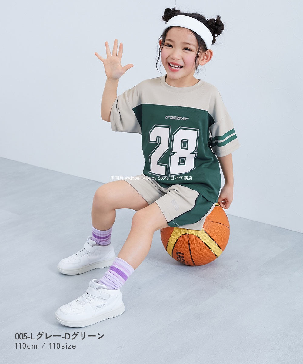 Japanese children's clothing dev!rock Cooling Quick-Drying Series Smooth Stretch Mesh Breathable Sports Colorblock T-shirt 100-160cm Contact Cooling Boys/Girls Summer TOPS Sports Series
