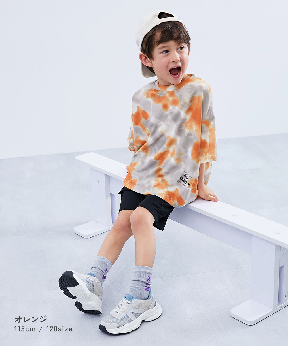 Japanese children's clothing dev!rock Cooling Quick-Drying Series Smooth Stretch Mesh Breathable Short-Sleeve Top 100-160cm Contact Cooling Boys/Girls Summer TOPS Sports Series
