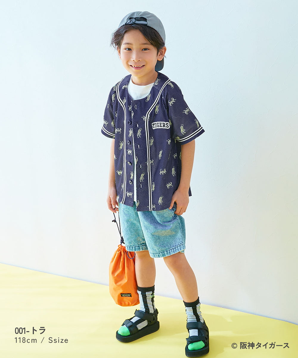 Japanese dev!rock x Hanshin Tigers Mesh Baseball Jacket (100-160cm) for Boys and Girls Summer TOPS OUTERWEAR