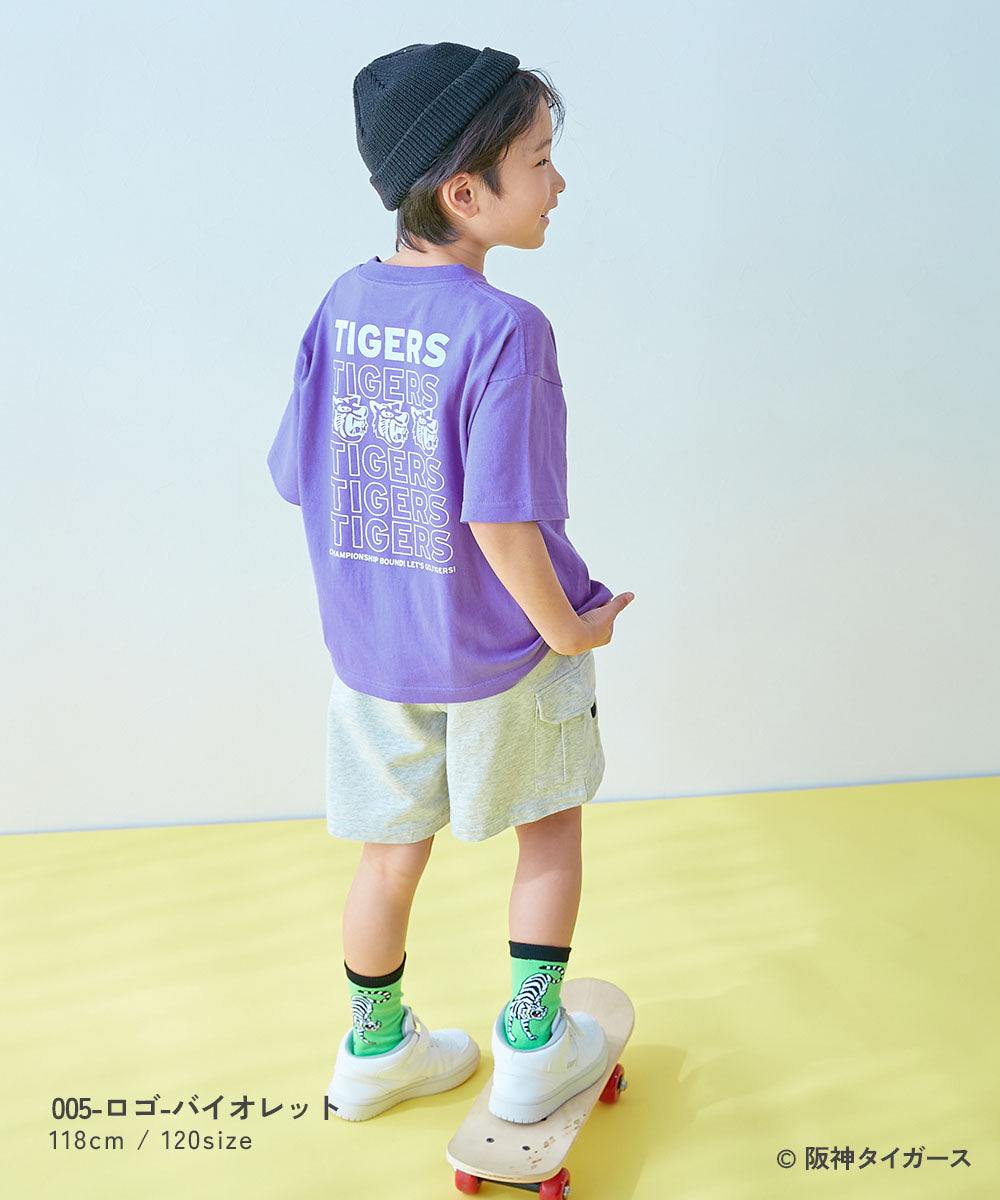 Japanese dev!rock x Hanshin Tigers parent-child embroidered short-sleeved top (100-160cm) for boys and girls (summer TOPS)