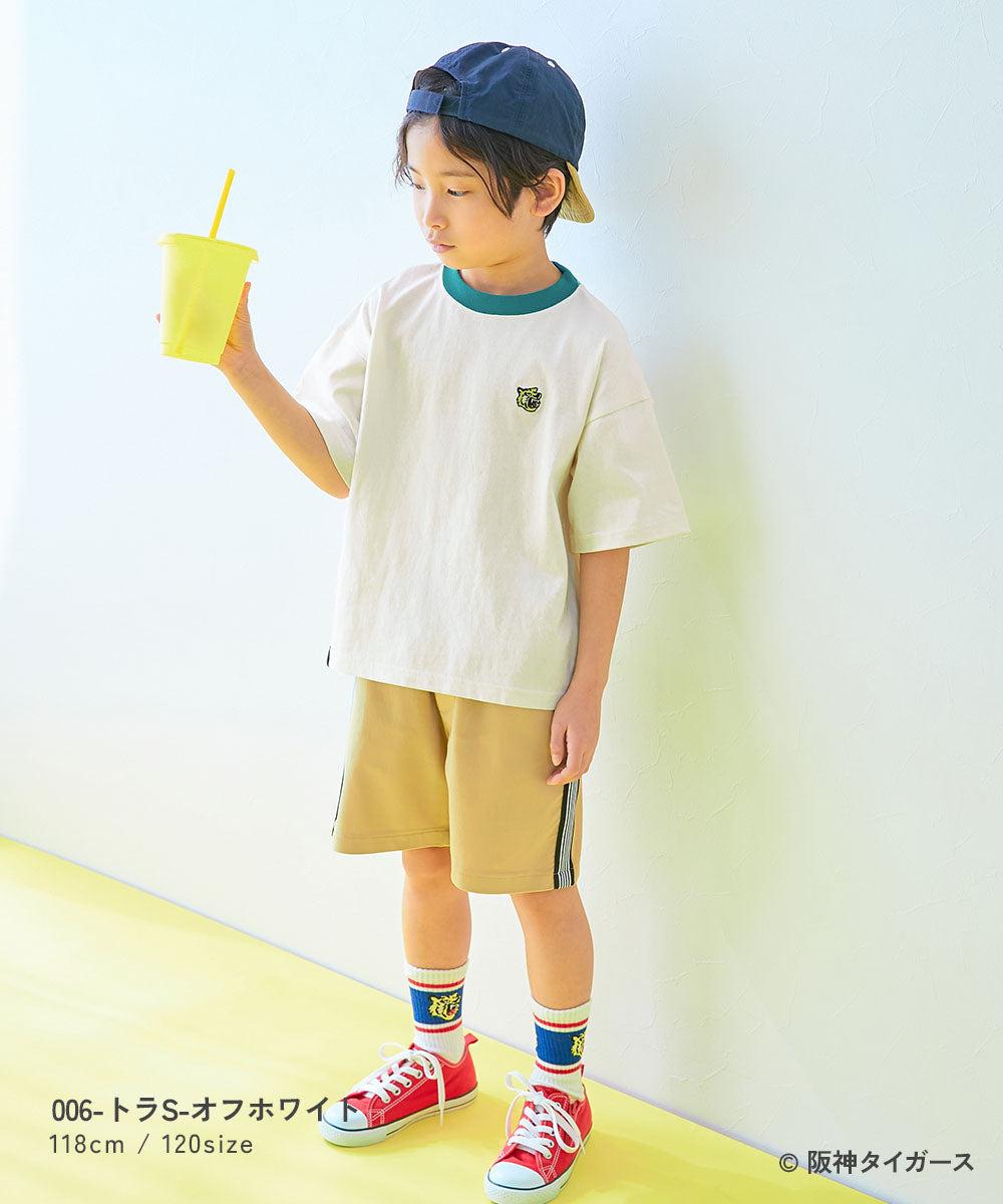 Japanese dev!rock x Hanshin Tigers parent-child embroidered short-sleeved top (100-160cm) for boys and girls (summer TOPS)