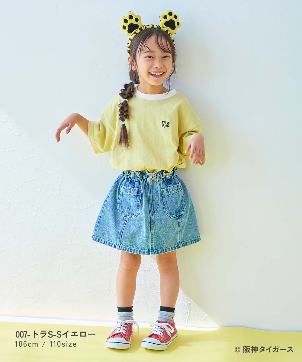 Japanese dev!rock x Hanshin Tigers parent-child embroidered short-sleeved top (100-160cm) for boys and girls (summer TOPS)