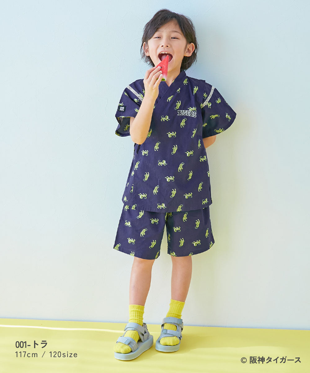 dev!rock x Hanshin Tigers Jinbei Japanese Kimono 90-140cm Boys' Summer TOPS PANTS Japanese Summer Festival Special