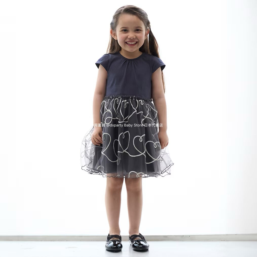 Japanese children's clothing pe#main embroidered tulle dress 80-130cm girls summer dresses for interviews/banquets/performances