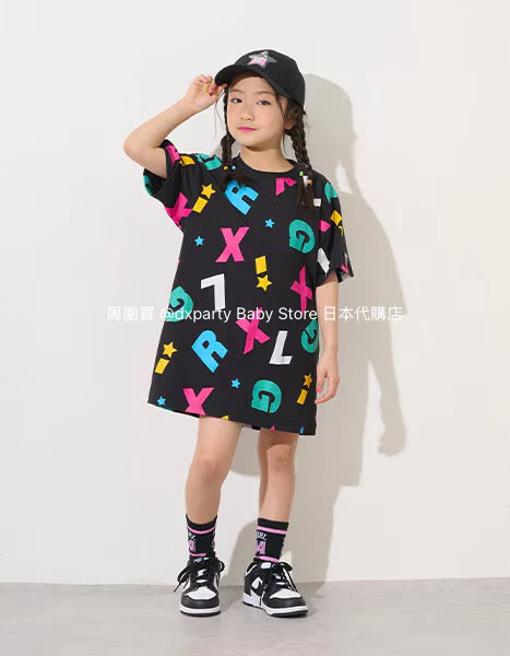 Japanese children's clothing X-girl Stages colorful logo print dress 80-140cm girls summer dresses