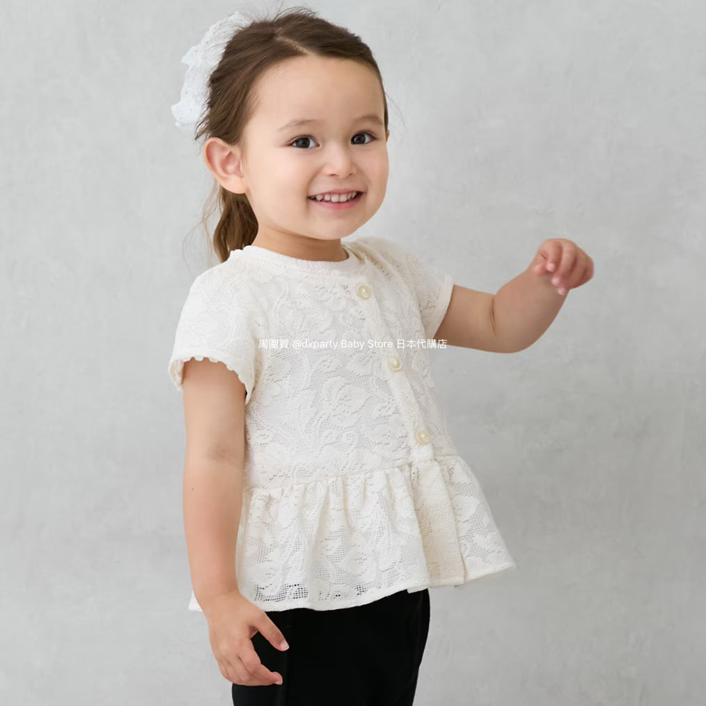 Japanese children's clothing pe#main lace skirt shirt 80-130cm girls summer TOPS