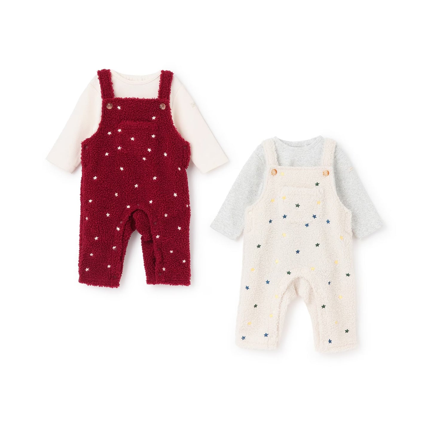 日本童裝 pe#main 星形刺繡連衣套裝 70-80cm 男童款/女童款 冬季 Jumpsuit 聖誕紅/新年紅