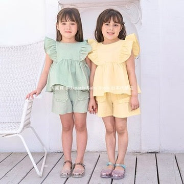 Japanese children's clothing Ly# mine ruffle pocket shorts 100-150cm girls summer PANTS