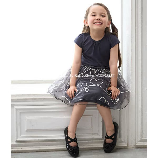 Japanese children's clothing pe#main embroidered tulle dress 80-130cm girls summer dresses for interviews/banquets/performances