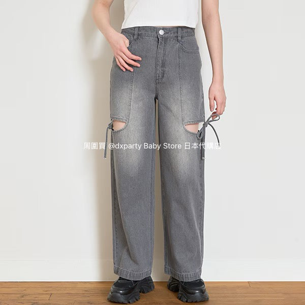 Lovetoxic Ribbon Slit Jeans (140-160cm) for Girls (Summer)