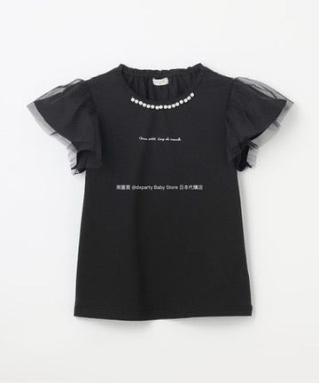 Japanese children's clothing aF#a325 mesh sleeve top 100-160cm girls summer TOPS