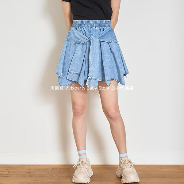 Lovetoxic Japanese children's clothing shirt wrap denim culottes 140-170cm girls summer PANTS