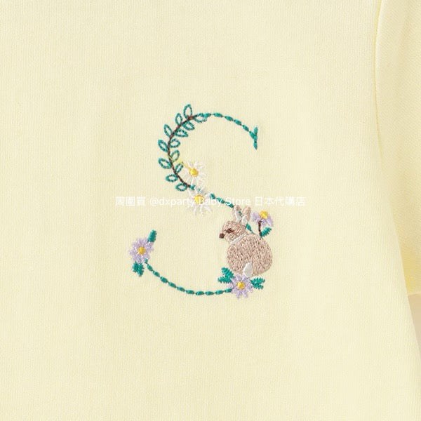 Japanese children's clothing pe#main embroidered English lettering top 80-130cm girls summer TOPS