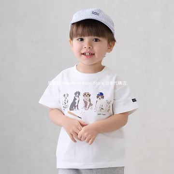 Japanese children's clothing pe#main anti-fouling series dog print top 80-130cm boys' summer TOPS