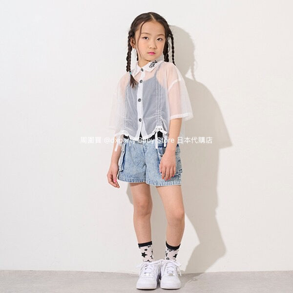 Japanese children's clothing X-girl Stages work pocket jeans 100-140cm girls summer PANTS