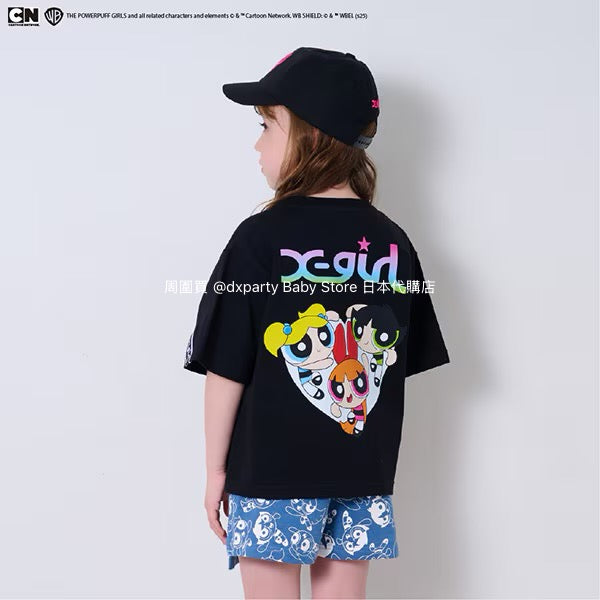 Japanese children's clothing X-girl Stages x Flying Girls printed top 90-140cm girls summer TOPS