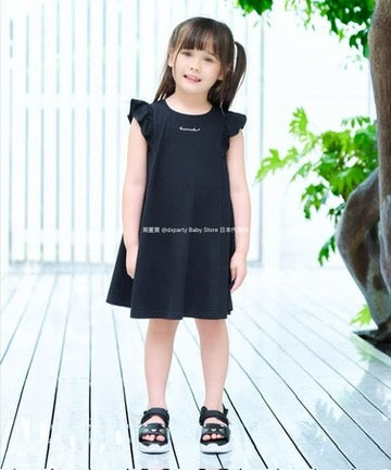 Japanese children's clothing aF#a325 small flying sleeve waist bow dress 90-160cm girls summer dresses