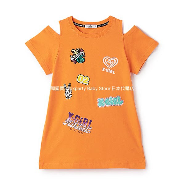 Japanese children's clothing X-girl Stages off-the-shoulder dress 80-140cm girls' summer dresses