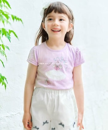 Japanese children's clothing aF#a325 3D printed top 90-160cm girls summer TOPS