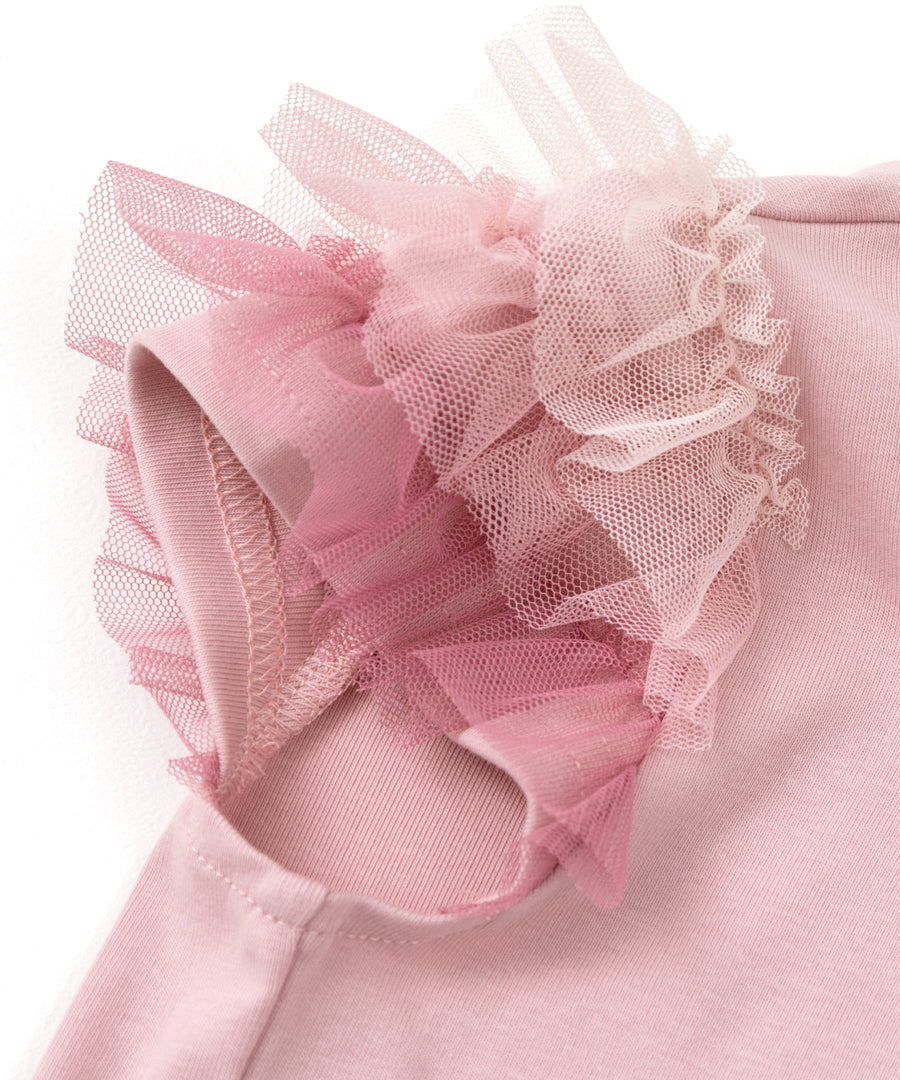 Japanese children's clothing panpantutu rose-colored chiffon sleeve top 80-140cm girls summer TOPS