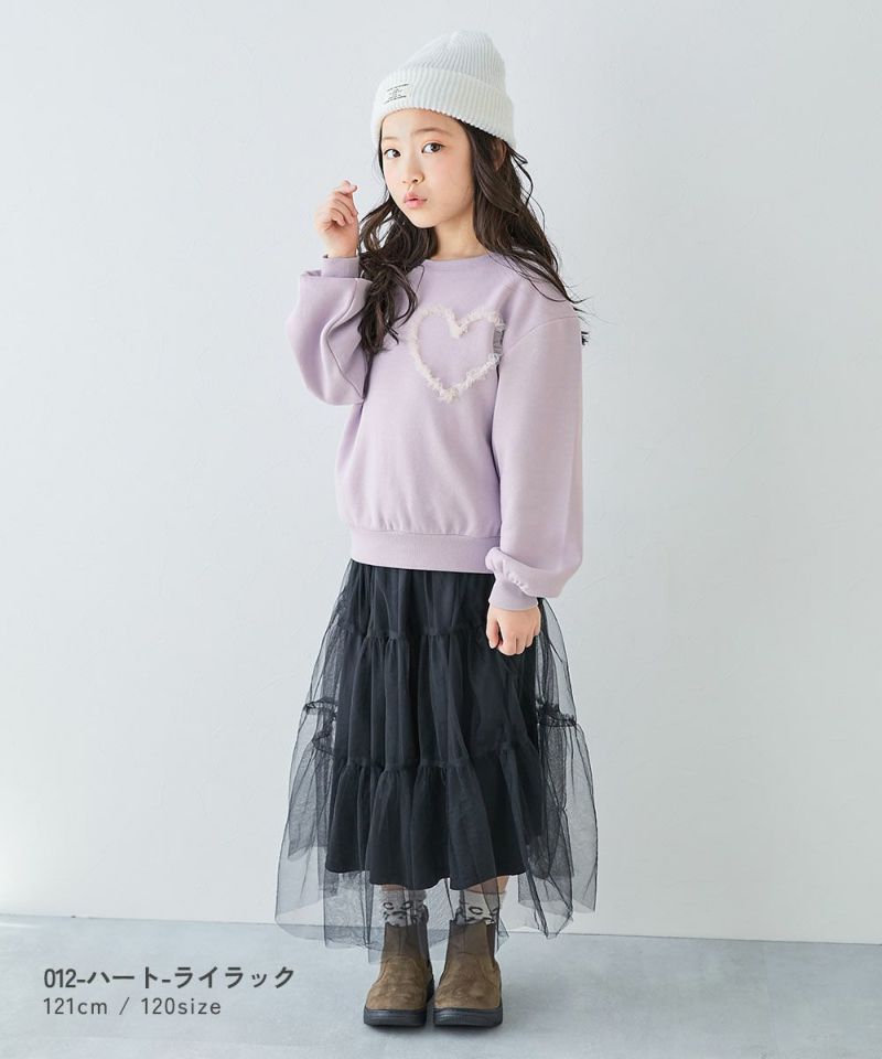 日本童裝 dev!rock 抓毛薄紗圖案衛衣 100-160cm 女童款 冬季 TOPS