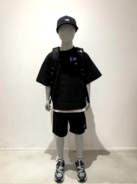 Japanese children's clothing TNF waterproof series high-stretch static care fine logo print top 130-160cm boys/girls summer TOPS