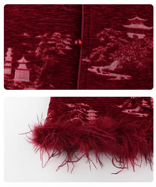 新年童裝 繁花似錦刺繡背心 110-170cm 親子裝 女童款/大人款 新年中式華服唐裝 新春馬年 2026年 AAA