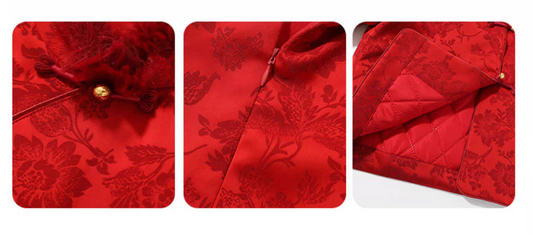 新年童裝 浮雕花夾棉系列 100-170cm 女童款 新年中式華服唐裝 新春馬年 2026年 AAA