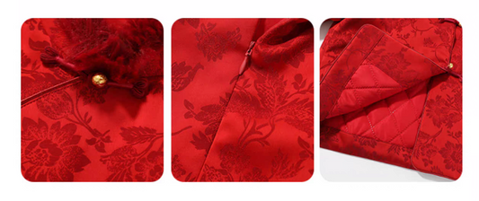 新年童裝 浮雕花夾棉系列 100-170cm 女童款 新年中式華服唐裝 新春馬年 2026年 AAA