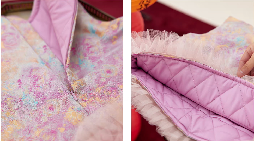 新年童裝 粉金綺夢紗邊唐裝背心 90-150cm 女童款 新年中式華服唐裝 新春馬年 2026年 AAA