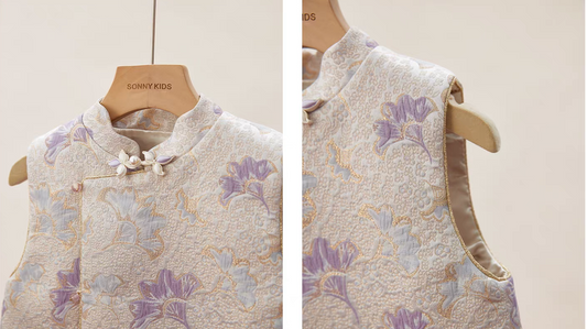 新年童裝 杏影搖金唐裝紗裙兩件套裝 90-150cm 女童款 新年中式華服唐裝 新春馬年 2026年