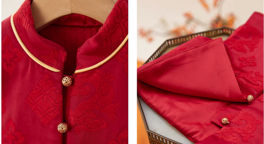 新年童裝 福運綿綿夾棉背心 90-150cm 女童款 新年中式華服唐裝 新春馬年 2026年 AAA