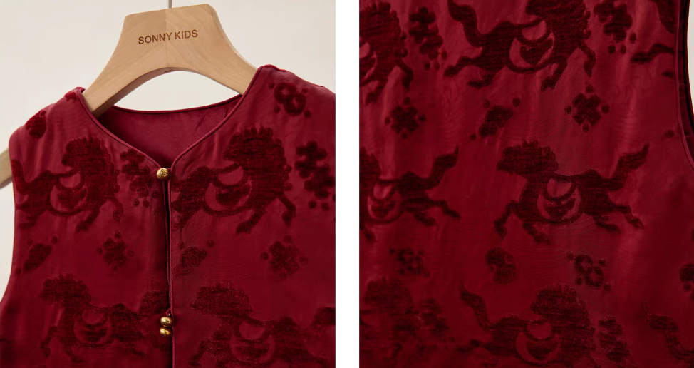 新年童裝 福馬賀歲提花背心 90-150cm 男童款/女童款 新年中式華服唐裝 新春馬年 2026年 AAA