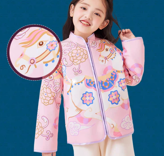 新年童裝 順風如意抓毛唐裝外套 100-150cm 男童款/女童款 新年中式華服唐裝 新春馬年 2026年 AAA