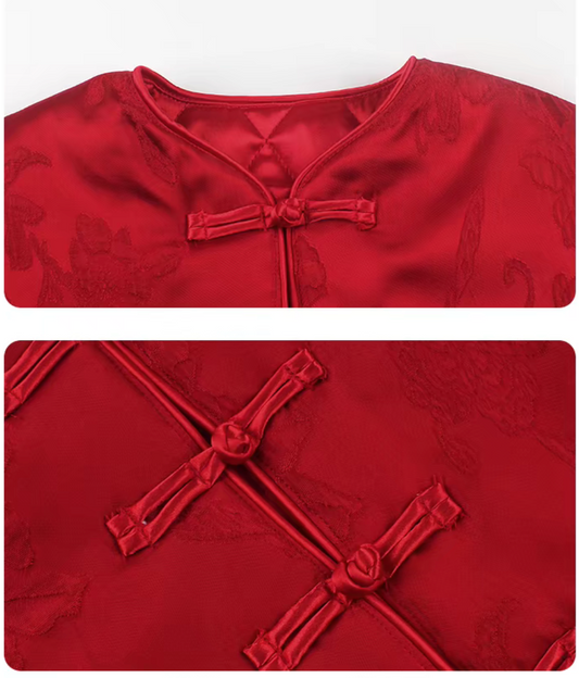 新年童裝 柿柿如意唐裝 80-160cm 女童款 新年中式華服唐裝 新春馬年 2026年 AAA