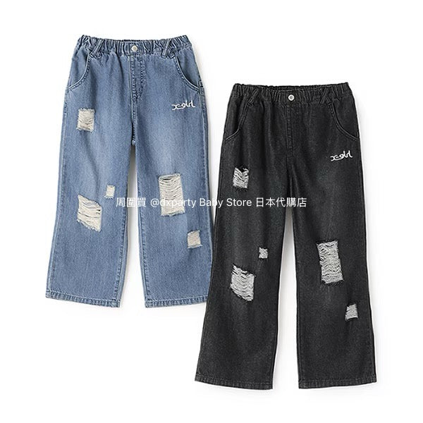 Japanese children's clothing X-girl Stages ripped jeans 110-140cm girls summer PANTS