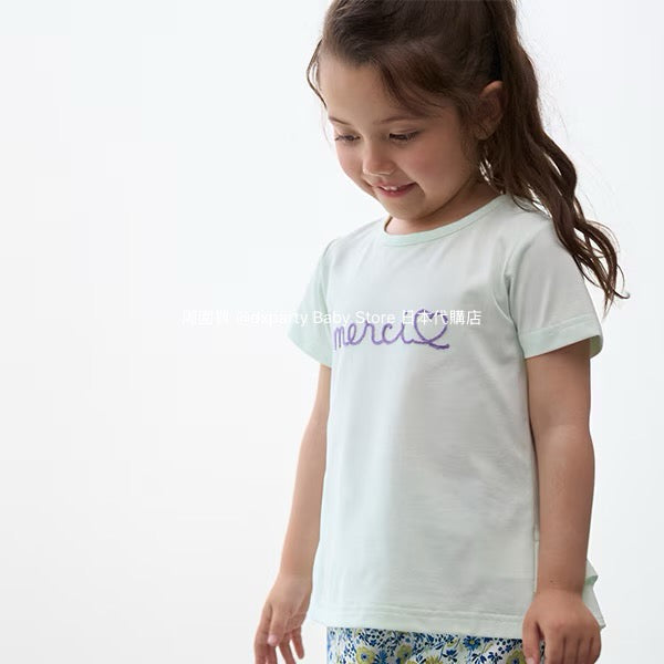 Japanese children's clothing pe#main amphibious quick-drying embroidered top 80-130cm girls summer TOPS summer swimsuit special edition