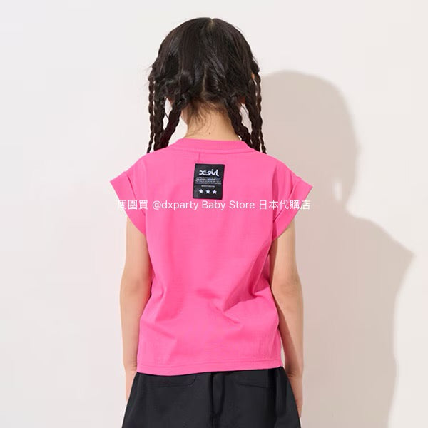 Japanese children's clothing X-girl Stages rhinestone print top 90-140cm girls summer TOPS