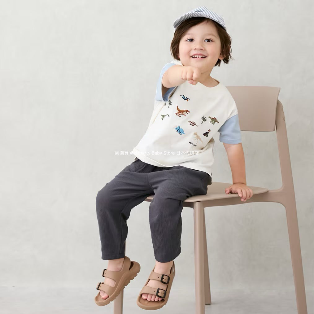 Japanese children's clothing pe#main dinosaur embroidered top 80-130cm boys' summer TOPS