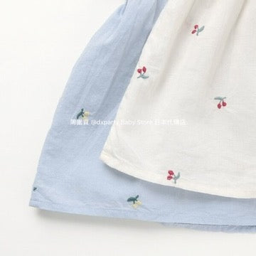 Japanese children's clothing pe#main cherry embroidered top 80-130cm girls summer TOPS
