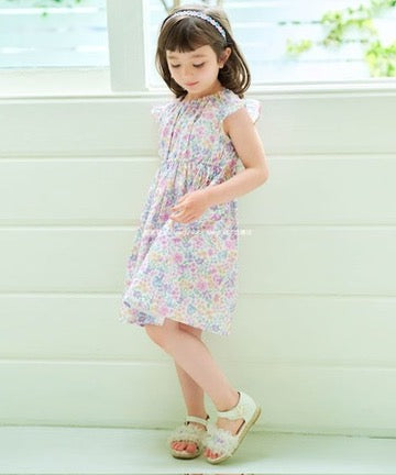 Japanese children's clothing aF#a325 small flying sleeve dress 90-160cm girls summer dresses
